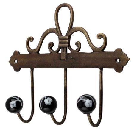 Black Floral Ceramic Iron Hooks
